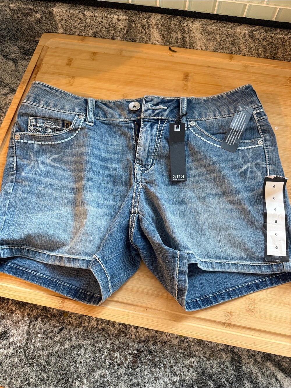 a.n.a Women's Light Blue Denim Shorts with Embellished Pockets